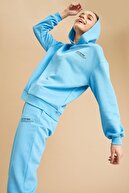 Defacto Kadın Mavi Organik Pamuklu Minimal Yazı Baskılı Relax Fit Sweatshirt T5680AZ21SP