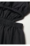 Mango Kadın Siyah Yırtmaçlı Koton Elbise
