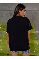 VELLOCE Siyah Angel Yazılı Oversize Unisex T-shirt