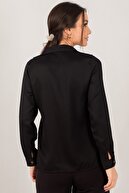 armonika Kadın Siyah Uzun Kollu Düz Gömlek ARM-18Y001176