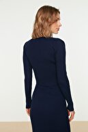 TRENDYOLMİLLA Lacivert Düğme Detaylı Hırka Elbise Triko Takım TWOSS21EL0208