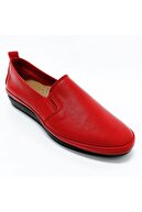 stok83 Kadın Kırmızı Deri Ayakkabı