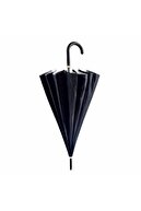 ucuzubizde 16 Telli Dışı Siyah Içi Gümüş Renk Baston Şemsiye Unisex Şemsiye 80 Cm 555-1