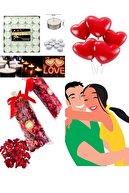Parti Dolabı 600 Kuru Gül Yaprağı,20 Kalp Balon,25 Beyaz Mum Romantik Hediye 14 Şubat Sevgililer Günü Doğum Günü