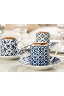 English Home Kotor Porselen 6 Kişilik Kahve Fincan Takımı 80 ml Mavi