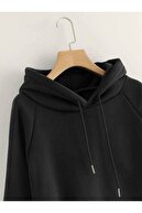 bee's store Unisex Siyah Kapüşonlu Kangru Cep Oversize Sweatshirt