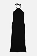 TRENDYOLMİLLA Siyah Fitilli Örme Elbise TWOSS22EL1220