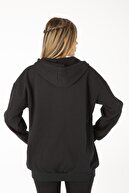 K&H TWENTY-ONE Siyah Kadın Oversize Sweatshirt Fermuarlı
