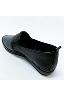 stok83 Kadın Siyah Deri Ayakkabı