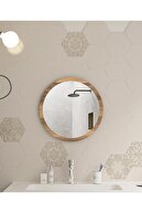Miss aksesuar Ceviz Dekoratif Ayna Makyaj Aynası Duvar Aynası Banyo Aynasi Banyo Aynaları Dekorasyon Ayna 36 Çap
