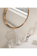 Miss aksesuar Ceviz Dekoratif Ayna Makyaj Aynası Duvar Aynası Banyo Aynasi Banyo Aynaları Dekorasyon Ayna 36 Çap