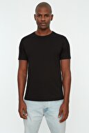 TRENDYOL MAN Siyah  Erkek Basic Slim Fit %100 Pamuklu 2'li Paket Bisiklet Yaka Kısa Kollu T-Shirt