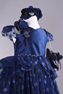 Mialora Couture Kız Çocuk Lacivert Çantalı Parti -Doğum Günü Elbisesi