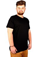 Modexl Büyük Beden Erkek Tshirt V Yaka Basic 20032 Siyah