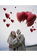 Parti Dolabı Folyo Kalpli Uçan Kalp Balon 5 Adet Kırmızı Romantik Evlilik Teklifi