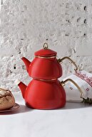 Karaca Retro Emaye Kırmızı Çaydanlık