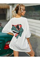 K&H TWENTY-ONE Kadın Sırt Baskılı Dinazor Oversize T-shirt