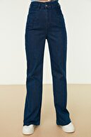 TRENDYOLMİLLA Lacivert Dikiş Detaylı Süper Yüksek Bel  Wide Leg Jeans TWOSS20JE0015