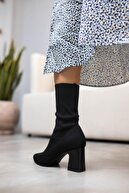 Cömert Ayakkabı Lesilla Kadın Streç Topuklu Bot Siyah