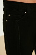 TRENDYOLMİLLA Siyah Yırtmaçlı Yüksek Bel Bootcut Jeans TWOAW22JE1199