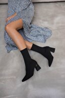 Cömert Ayakkabı Lesilla Kadın Streç Topuklu Bot Siyah