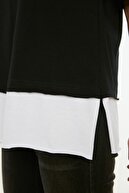 TRENDYOLMİLLA Siyah Parça Detaylı Boyfriend Örme T-Shirt TWOSS20TS0858