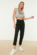 Siyah Yıkamalı Yüksek Bel Mom Jeans TWOSS20JE0099