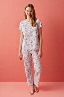 Penti Açık Gri Melanj Printed Pink Panther Pijama Takımı