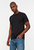 TRENDYOL MAN Siyah Erkek Basic %100 Pamuklu Regular Fit Bisiklet Yaka T-Shirt