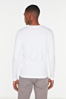 TRENDYOL MAN Beyaz Erkek Slim Fit Bisiklet Yaka Uzun Kollu Basic T-Shirt TMNAW20TS0199