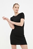 TRENDYOLMİLLA Siyah Mini Örme Elbise TWOSS19AD0053