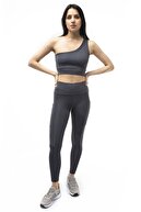The Step Sports Kadın Gri Snc Geniş Cepli Yüksek Bel Toparlayıcı, Sıkılaştırıcı Yoga Tayt 25"