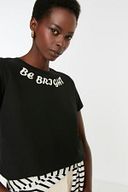 Siyah Baskılı Basic Örme T-Shirt