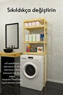 Fokai Wood Qualıty Lıght - Çamaşır Makinesi Için Ahşap El Yapımı Ayarlanabilir Raflı Banyo Organizeri