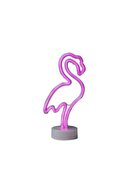 TechnoSmart Pembe Flamingo Model Neon Led Işıklı Masa Lambası Dekoratif Aydınlatma Gece Lambası