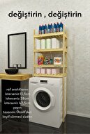 Fokai Wood Qualıty Lıght - Çamaşır Makinesi Için Ahşap El Yapımı Ayarlanabilir Raflı Banyo Organizeri