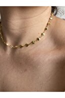 jevylove accessories Altın Kaplama Kalp Detaylı Choker Kolye