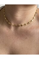 jevylove accessories Altın Kaplama Kalp Detaylı Choker Kolye