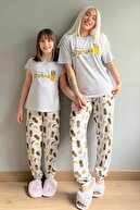 Pijamaevi Pineapple Baskılı Kısa Kollu Anne Kız Kombin Pijama Takımı