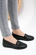KAOF SHOES Kadın Ayzen Siyah Tam Ortopedik Babet Ayakkabı Anne Ayakkabı Günlük Ayakkabı Klasik Ayakkabı Casual