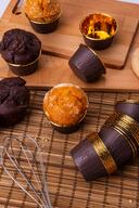 مقوای براق قهوه ای قالب کیک 25 تکه با روکش طلا لبه مافین 6.5x4 سانتی متری که در فر پخش نمی شود-thumb