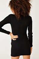 XHAN Kadın Siyah Degaje Detaylı Elbise 1KZK6-11080-02