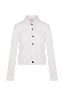 W Collection Kesim Detaylı Beyaz Denım Ceket