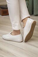 کفش های تخت بنددار دار سوراخ دار پوست زنانه نرم روزانه ارتوپدی-thumb