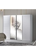 GuneyStore Güney Mobilya Komple Mdf Peride Sürgülü Beyaz Yatak Odası