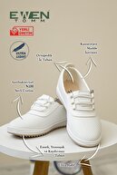 کفش های تخت بنددار دار سوراخ دار پوست زنانه نرم روزانه ارتوپدی-thumb