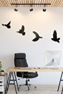 Mor Designer Lazer Kesim Dekoratif Modern Dörtlü Kuş Duvar Süsü