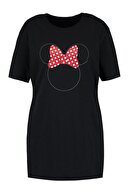 Trendseninle Unıque Kadın Siyah Minie Mouse T-shirt