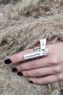 انگشتر تفنگ با روکش نقره حلقه تفنگ عتیقه عقاب صحرا-thumb