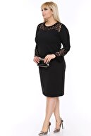 modayız Kadın Siyah Ispanyol Kol Elbise 4d-88249